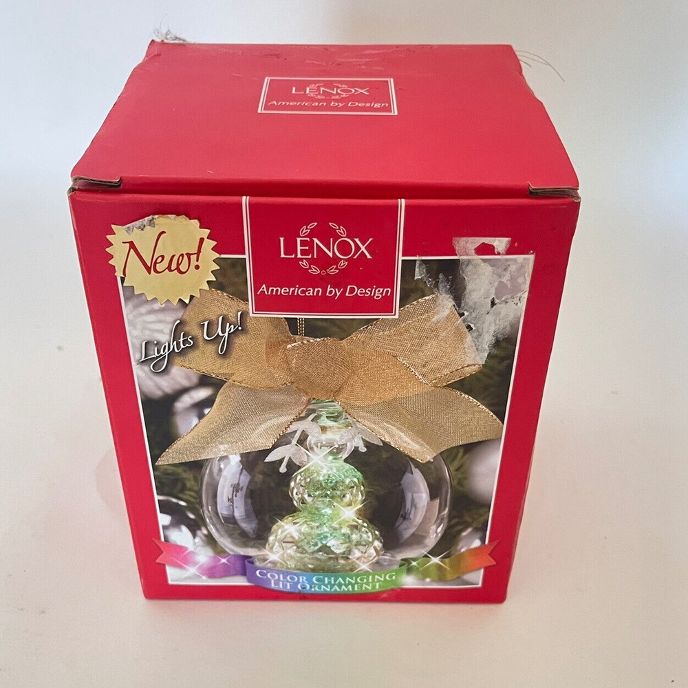 Lenox Wonder Ball Snowman Lit LED Mercury Glass Ornament, 4.75"  NIB